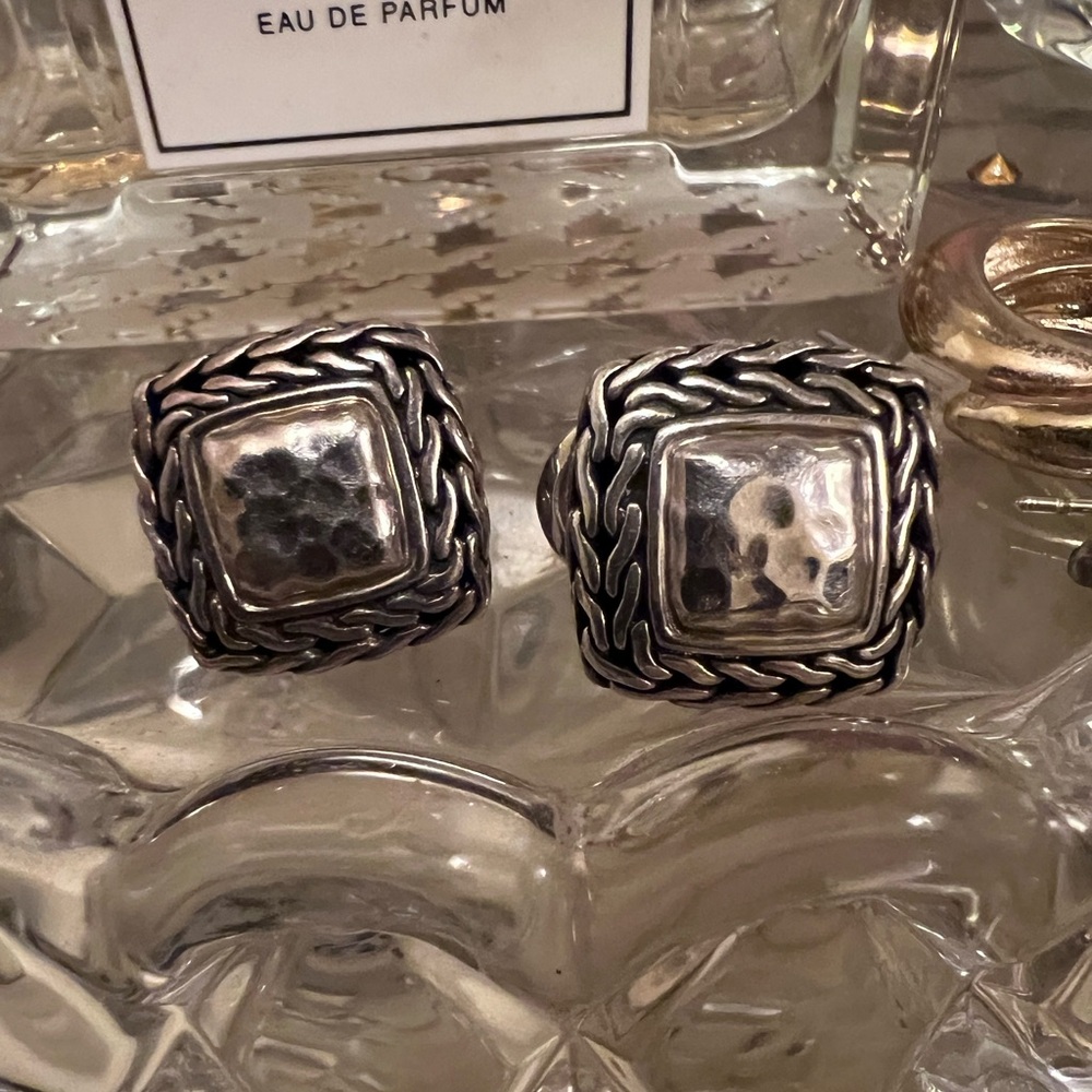 John Hardy Silver Hammered earrings